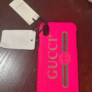 Gucci Neon Pink Phone Case with Logo